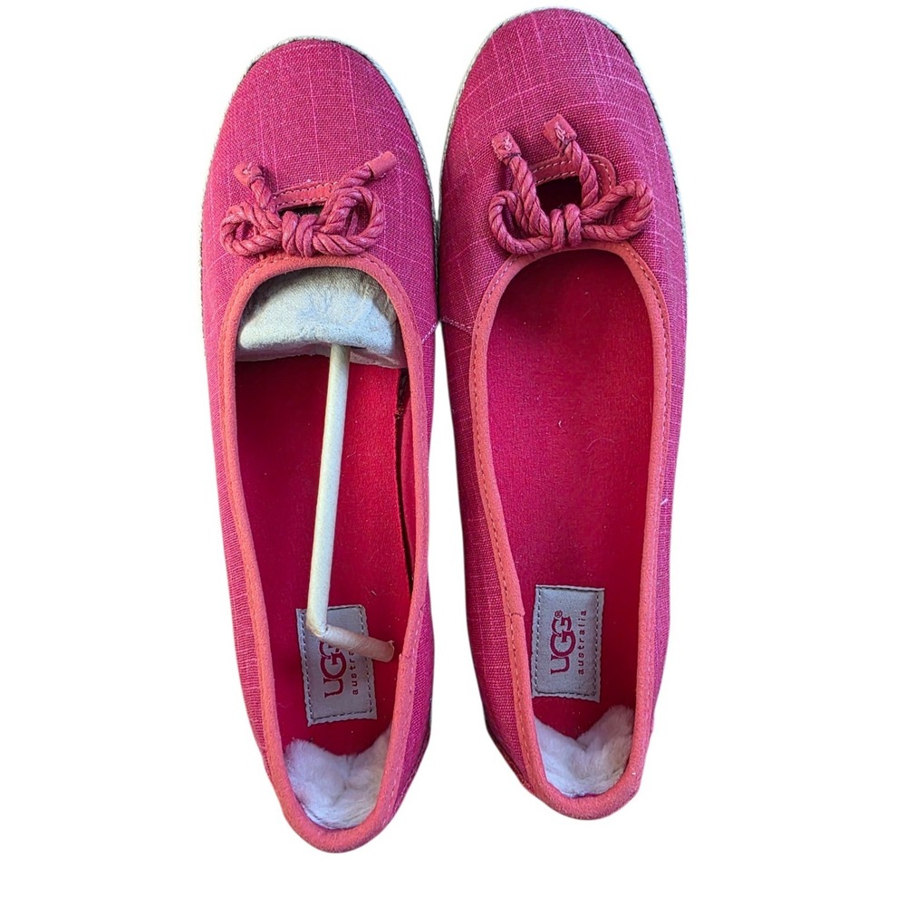 Ugg Womens Red Slip-On Bow Tie Canvas Espadrille Flats Shoes Size 12